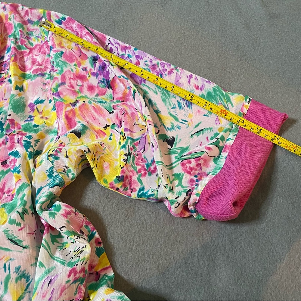 Vtg Victorias Secret Bathrobe One Size Pink Floral Terry Lined Gold Label *FLAWS - Picture 14 of 16